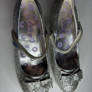 Anderson Lilley Glittery Silver Flats with Bow